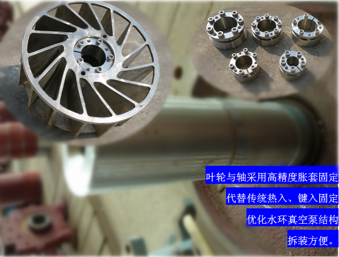 2BVF水環(huán)式真空泵采用高精度脹套固定，能優(yōu)化水環(huán)式真空泵結(jié)構(gòu)，拆裝方便，節(jié)約成本